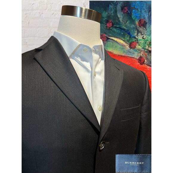 Burberry London 40R 33x29 Solid Dark Brown Designer Luxury 2 Piece Suit - Picture 4 of 16